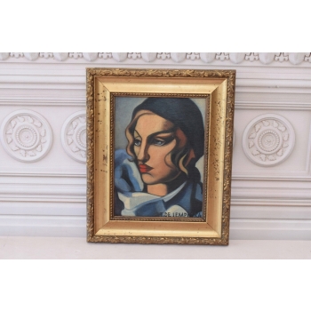 TAMARA De Łempicka - Portret Kobiety - Art Deco - Stary Obraz Olejny