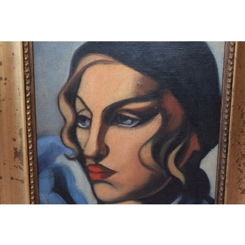 TAMARA De Łempicka - Portret Kobiety - Art Deco - Stary Obraz Olejny