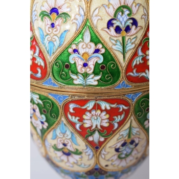 Srebrne Złocone Jajo - Srebro Emalia Carska Rosja pr. 84 - 460g - FABERGE