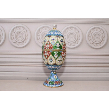 Srebrne Złocone Jajo - Srebro Emalia Carska Rosja pr. 84 - 460g - FABERGE