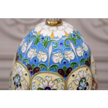 Srebrne Złocone Jajo - Srebro Emalia Carska Rosja pr. 84 - 460g - FABERGE