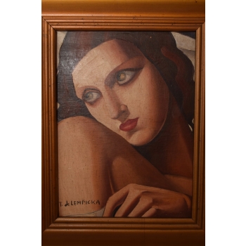 TAMARA De Łempicka - Portret Kobiety - Art Deco - Stary Obraz Olejny