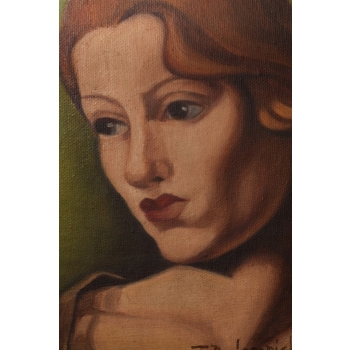 TAMARA De Łempicka - Portret Kobiety - Art Deco - Stary Obraz Olejny