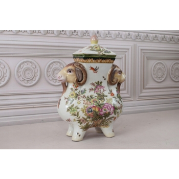 Kolorowa Szkatuła Bomboniera - Porcelana - Kozły - Dekoracja