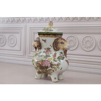 Kolorowa Szkatuła Bomboniera - Porcelana - Kozły - Dekoracja