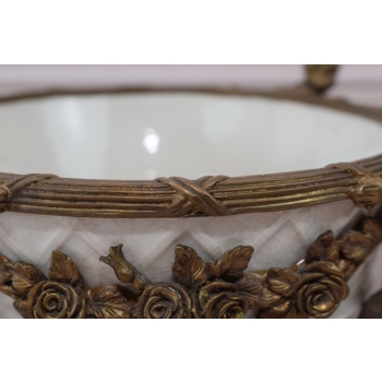 Biała Patera - 4 Amory Anioły - Porcelana + Brąz - Złocony Unikat