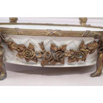 Biała Patera - 4 Amory Anioły - Porcelana + Brąz - Złocony Unikat