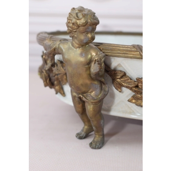 Biała Patera - 4 Amory Anioły - Porcelana + Brąz - Złocony Unikat