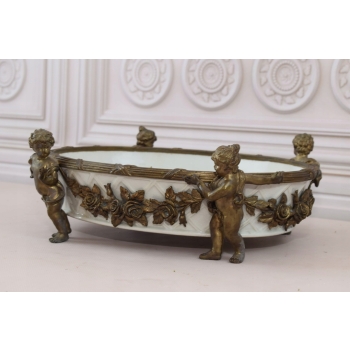 Biała Patera - 4 Amory Anioły - Porcelana + Brąz - Złocony Unikat