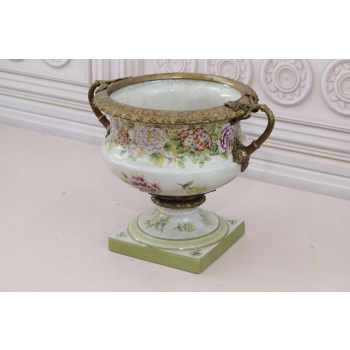 Porcelanowy Wazon - Kolorowe Kwiaty - Porcelana Sygn - Ozdoba