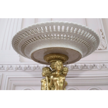 Porcelanowa Ażurowa Patera Trzy Nimfy - Porcelana + Brąz - Okazała Prezent