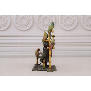 Treser Arab z Papugami - Figura z Brązu - Kolekcja Vienna