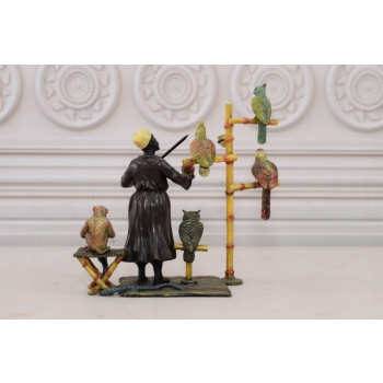 Treser Arab z Papugami - Figura z Brązu - Kolekcja Vienna