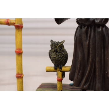 Treser Arab z Papugami - Figura z Brązu - Kolekcja Vienna