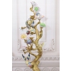 113cm Świecznik z Brązu + Porcelana - Ptaszki na Gałęzi Secesja - Sygn.