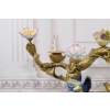 113cm Świecznik z Brązu + Porcelana - Ptaszki na Gałęzi Secesja - Sygn.