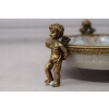 Porcelanowa Patera Okuta Brązem - Trzy Amorki Anioły Secesja