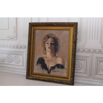Portret Marilin Monroe 1953 - Unikalny Obraz Olejny - Złota Rama