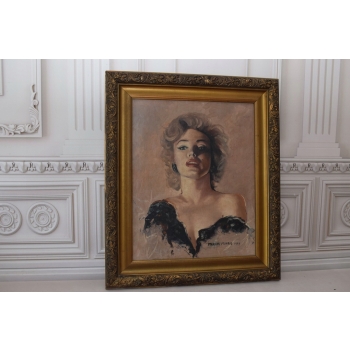 Portret Marilin Monroe 1953 - Unikalny Obraz Olejny - Złota Rama
