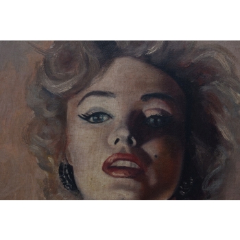 Portret Marilin Monroe 1953 - Unikalny Obraz Olejny - Złota Rama