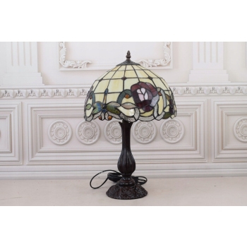 Lampa Witrażowa Styl Tiffany witraż - Ważki Kwiaty Kolorowa Lampka