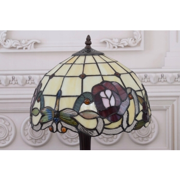 Lampa Witrażowa Styl Tiffany witraż - Ważki Kwiaty Kolorowa Lampka