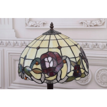 Lampa Witrażowa Styl Tiffany witraż - Ważki Kwiaty Kolorowa Lampka