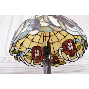 Lampa Witrażowa Styl Tiffany witraż - Ważki Kwiaty Kolorowa Lampka