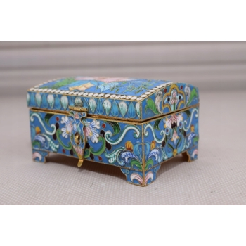 Srebrna Szkatuła Emalia Srebro 84 Rosja 158g Faberge rękodzieło unikat