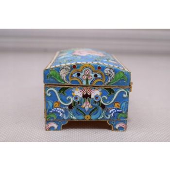 Srebrna Szkatuła Emalia Srebro 84 Rosja 158g Faberge rękodzieło unikat
