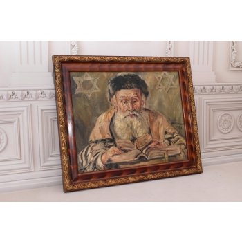 A. GOLDBAUM 1939 - Żyd z Księgami - Stary Obraz Olej na Płótnie