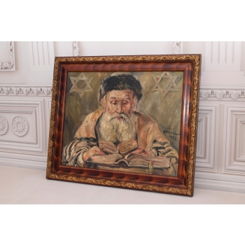 A. GOLDBAUM 1939 - Żyd z Księgami - Stary Obraz Olej na Płótnie