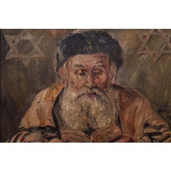 A. GOLDBAUM 1939 - Żyd z Księgami - Stary Obraz Olej na Płótnie