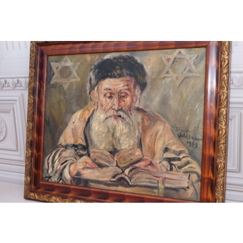 A. GOLDBAUM 1939 - Żyd z Księgami - Stary Obraz Olej na Płótnie
