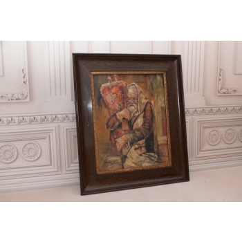 GOLDBAUM 1938 - Żyd Modlitwa Judaica - Stary Obraz Olej na Płótnie