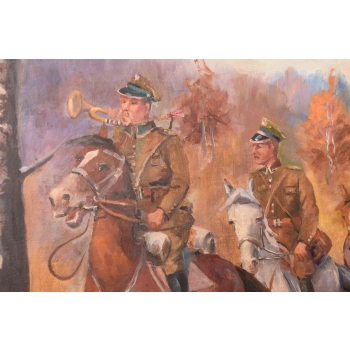 Juliusz Słabiak - Wojsko Polskie na Koniach - Polski Stary Obraz Olejny