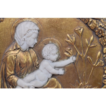 Obraz Owal - Medalion - Maryja i Jezus - Biblia - Alabaster - Dekoracja