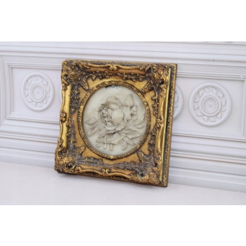 Obraz Kwiaty Kwiat - Złota Rama - Alabaster - Dekoracja