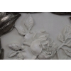 Obraz Alabaster - Medalion - Srebrna Rama - Kwiaty Kwiat - Dekoracja