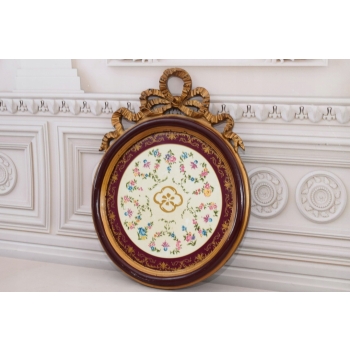 Obraz na Porcelanie - Medalion - Kwiaty - Złota Rama - Dekoracja