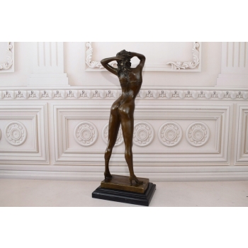 Akt Pięknej Kobiety - Naga Niewiasta - Art - Figura Rzeźba z Brązu