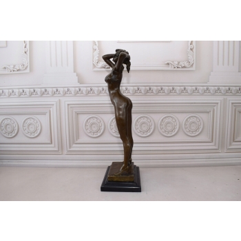 Akt Pięknej Kobiety - Naga Niewiasta - Art - Figura Rzeźba z Brązu