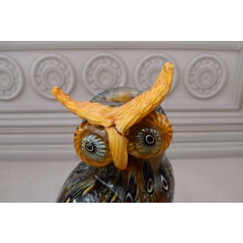 Szkło Murano Style - Kolorowa Sowa Ptak - Figura Rzeźba - Dekoracja