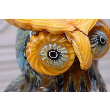 Szkło Murano Style - Kolorowa Sowa Ptak - Figura Rzeźba - Dekoracja