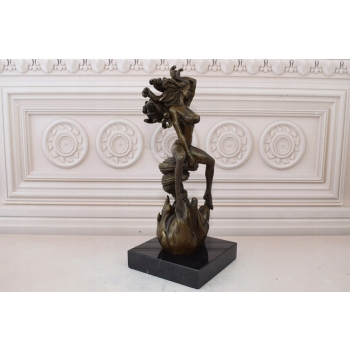 Meduza - Akt Kobiety - Siedząca Kobieta - Figura z Brązu - Dekoracja Erotyk