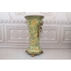 Zielony Porcelanowy Wazon Kwiaty - Motyle - Porcelana + Brąz - Sygnowany