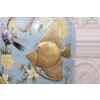 Niebieski Muzealny Wazon Waza Amfora - Porcelana + Brąz - Ryby Kwiaty