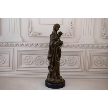 Matka Boska Maryja z Dzieciątkiem Jezus - Figura Rzeźba z Brązu Mitologia
