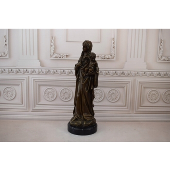 Matka Boska Maryja z Dzieciątkiem Jezus - Figura Rzeźba z Brązu Mitologia
