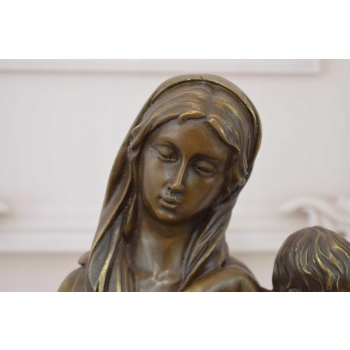 Matka Boska Maryja z Dzieciątkiem Jezus - Figura Rzeźba z Brązu Mitologia